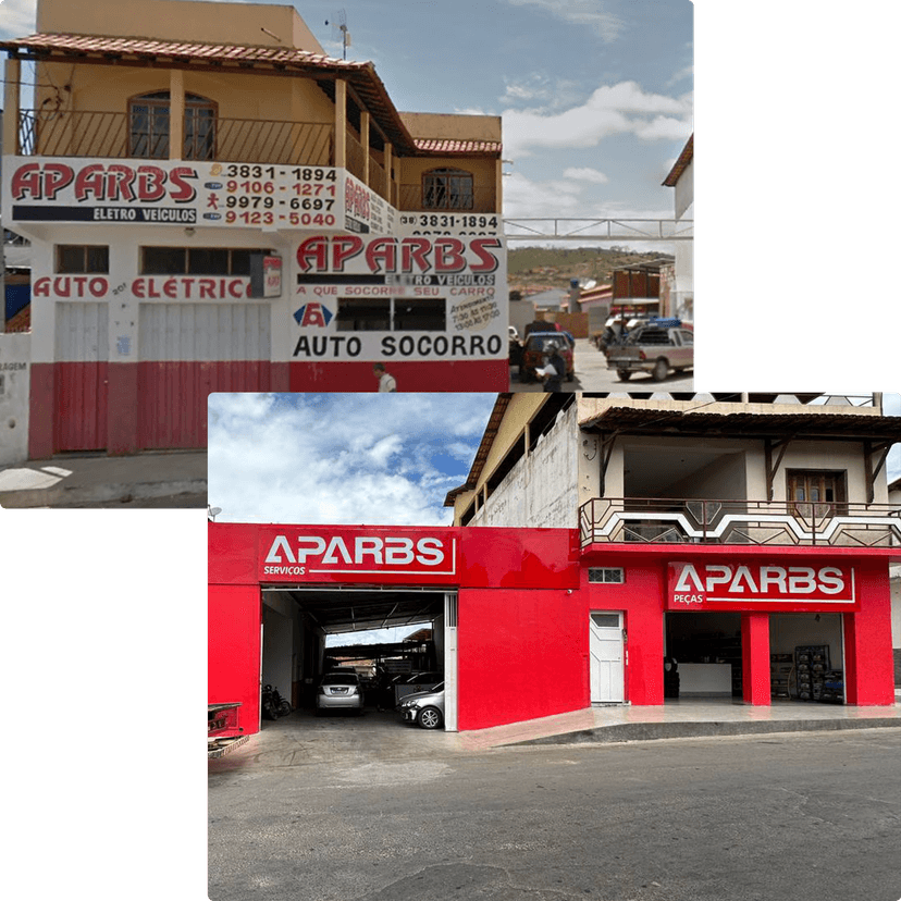 Fachada da oficina mecânica APARBS na cidade de Porteirinha MG e na cidade de Riacho dos Machados